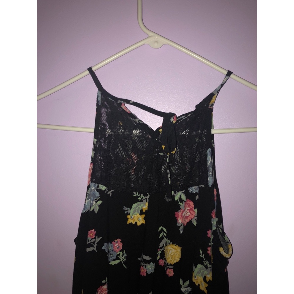 High Neck Black Floral Dress - Picture 2 of 3